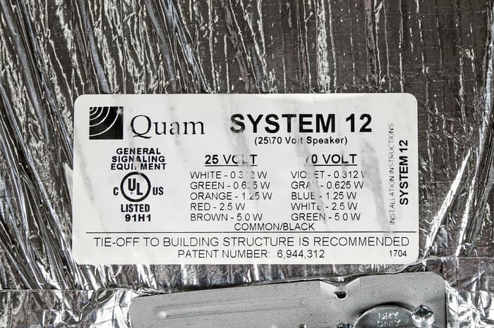 Quam SYSTEM 12 24"x24" Tile Replacement Loudspeaker System, 25V / 70V