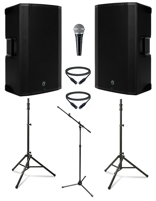 Mackie THUMP-15A-DUAL-3-K Active 15" Speaker Bundle With Speakers, XLR Cables, Microphone And Stands