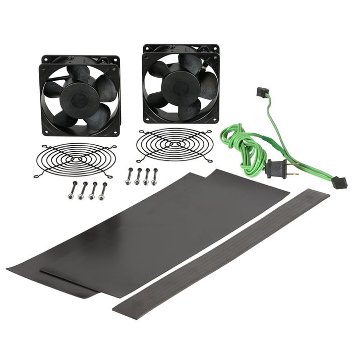 Lowell FW2-KITT-VB Fan Kit With Two 4.7" Whisper Fans, Fan Guards, Thermostat Cord And Vent Blockers