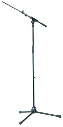 K&M Stands 210/8-BLACK Microphone Stand with Telescoping Boom (16"-28"), Tripod Base, Black 210/8-BLACK