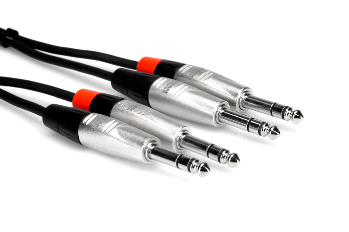 Hosa HSS-001.5X2 1.5' Dual REAN 1/4" TRS To Same Stereo Interconnect Cable