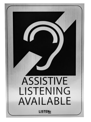 Listen Technologies LA-304 Assistive Listening Notification Signage Kit, Plaque And Window Decal