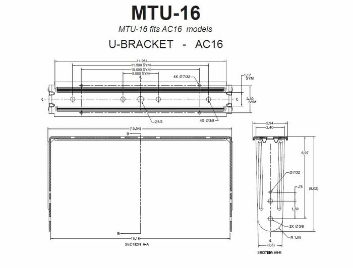 JBL MTU-16 U Bracket For Ac16, Black