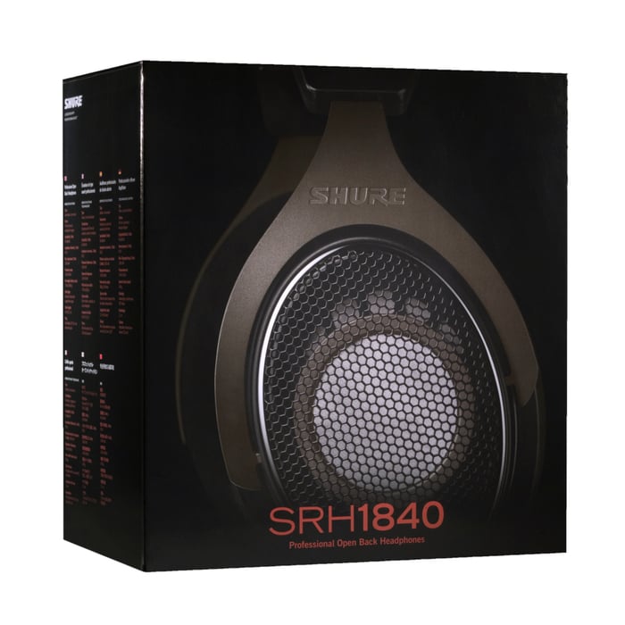 Shure SRH1840 Professional Open-Back Headphones With Detachable Cable And Velour Ear Cushions