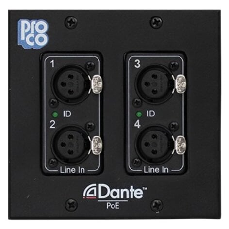 Pro Co AODDP-2XF2XM Dante 2x2 Chan - I/O Wall Plate Box