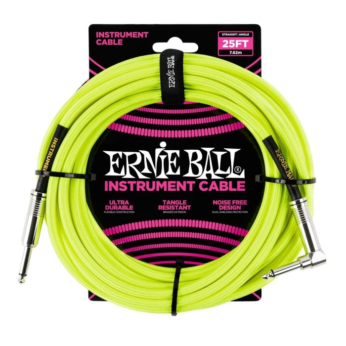 Ernie Ball Instrument Cable 25' Braided Straight / Angle Instrument Cable