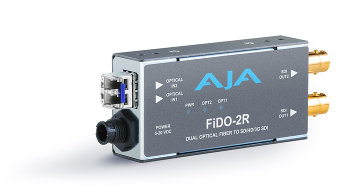 AJA FiDO-2R-12G 2-Channel Single Mode LC Fiber To 12G-SDI Receiver