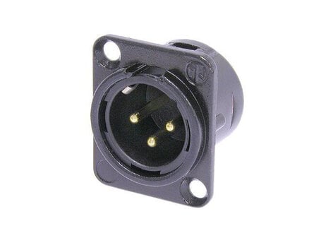 Neutrik NC3MD-L-B D-Series 3-pin XLRM Panel-Mount Receptacle, Solder Springs, Black