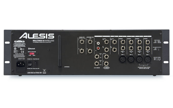 Alesis MultiMix 10 Wireless 10-Channel Rackmount Mixer With Articulating Bluetooth Antenna