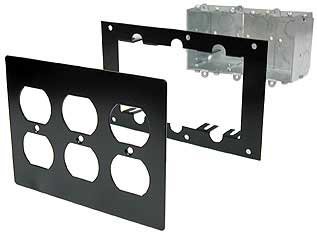 Ace Backstage Co. FP3E Triple Duplex Switch Box, Steel Mounting Panel, Aluminum Triple Duplex Cover FP3E
