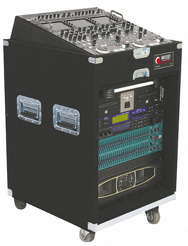 Odyssey CXP1112W CXP Combo Rack Case With Wheels, 11 Unit Top Rack, 12 Unit Bottom Rack