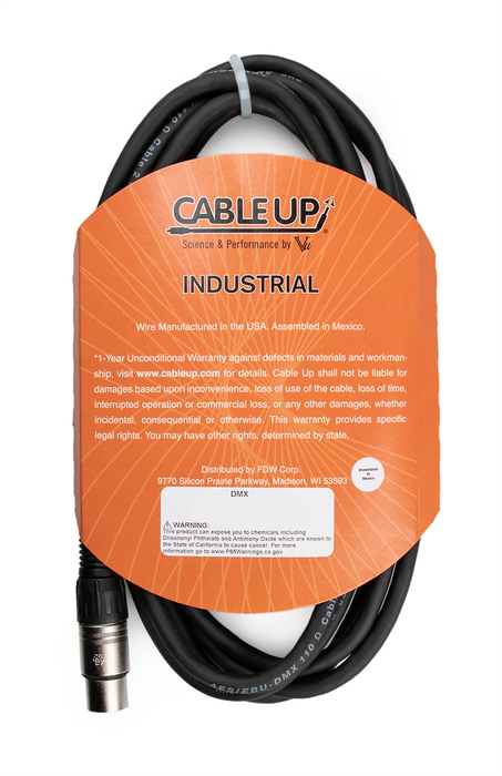 Cable Up DMX-XX5-150 150 Ft 5-Pin DMX Male To 5-Pin DMX Female Cable