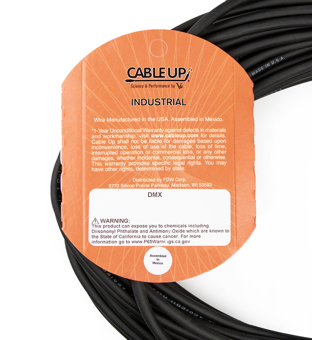 Cable Up DMX-XX3-100 100 Ft 3-Pin DMX Male To 3-Pin DMX Female Cable