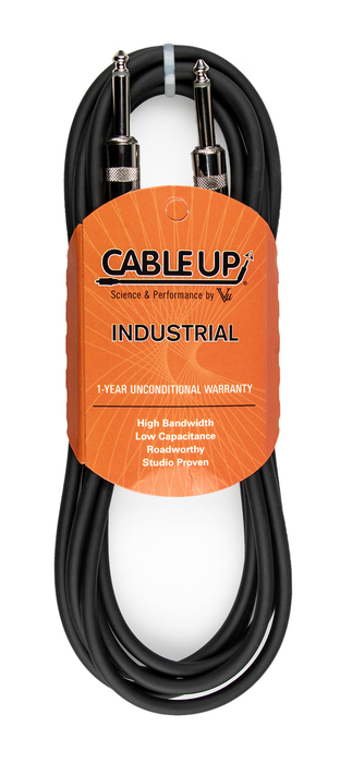 Cable Up PM2-PM2-10-BLK 10 Ft 1/4" TS Male To 1/4" TS Male Unbalanced Cable With Black Jacket