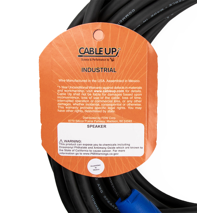 Cable Up SPK12/2-SS-50 50 Ft 12AWG Speaker Twist To Speaker Twist Speaker Cable