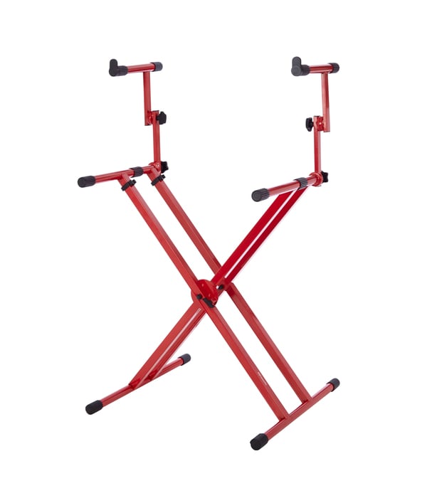 Gator GFW-5100XRED-K 2 Tier X Style Nord Red Stand With Frameworks Bench Bundle