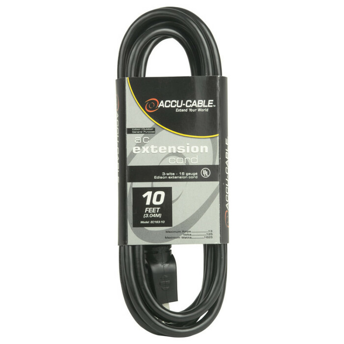 Accu-Cable EC-163-10 10' 16AWG Power Extension Cord