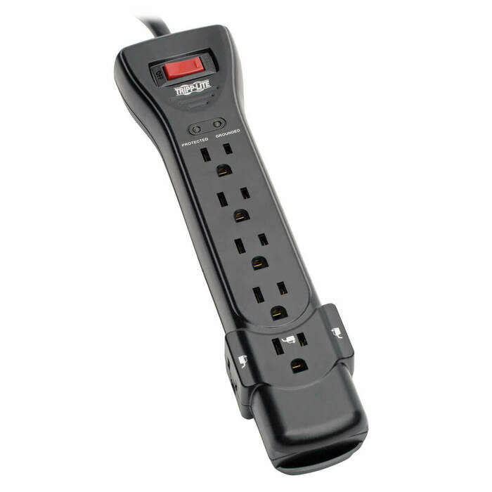 Tripp Lite SUPER725B 7 Outlet Surge Protector Power Strip With 25' Cord In Black