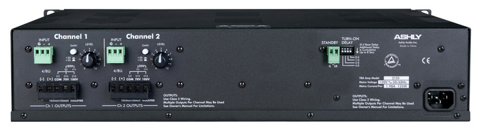 Ashly TRA-2150 Rackmount Stereo Power Amplifier, 150W At 4 Ohms With 70V/100V Transformer