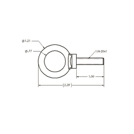 Adaptive Technologies Group EB-025 1/4" 20x Eyebolt, Drop-Forged Shoulder, Black