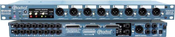 Radial Engineering SW8 8-Channel Backing Track Switch With D-Subs, 1/4" Inputs And Isolated DI Outputs