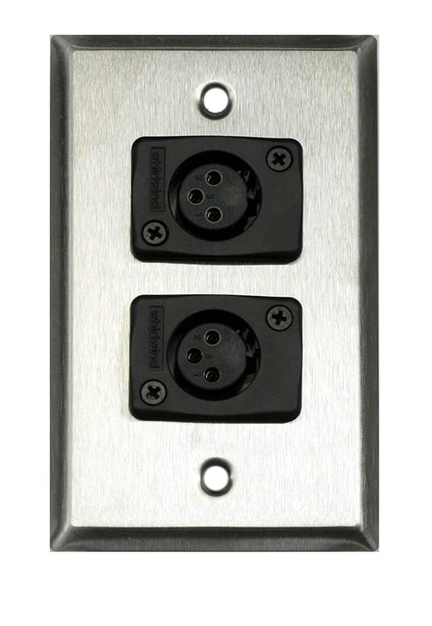 Whirlwind WP1/2FW Single Gang Wallplate With 2 XLRF Connectors, Silver