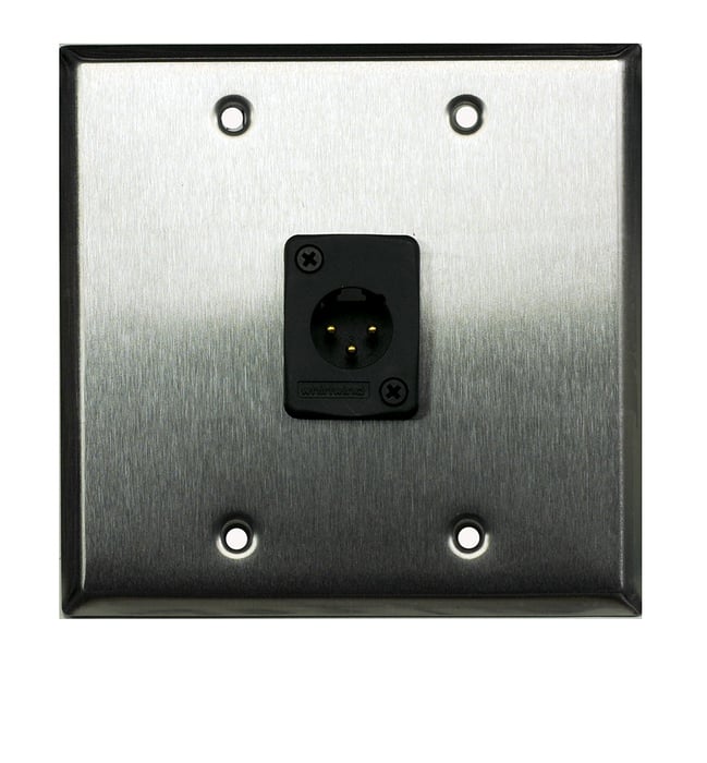 Whirlwind WP2/1MW Dual Gang Wallplate With 1 Whirlwind WC3M XLRM Connector, Silver