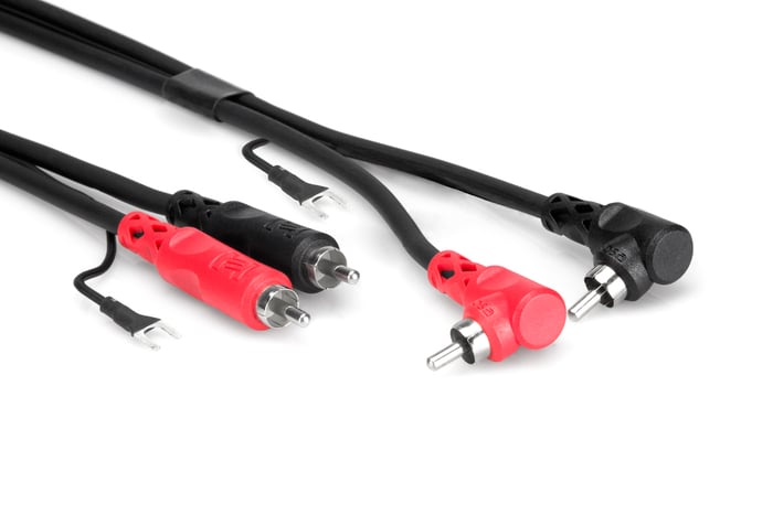 Hosa CRA-202DJ 6.6' Dual RCA To Right-Angle Dual RCA Audio Cable With Ground