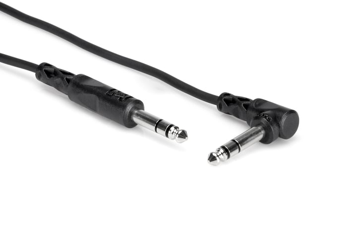 Hosa CSS-103R 3' 1/4" TRS To 1/4" TRS Audio Cable With One Right-Angle Connector