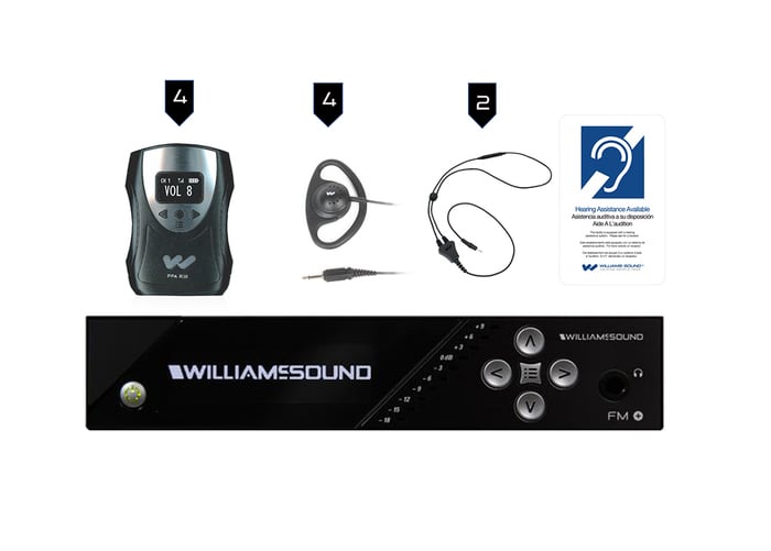 Williams AV FM 558 FM+ Assistive Listening System With 4x FM R38 Receivers