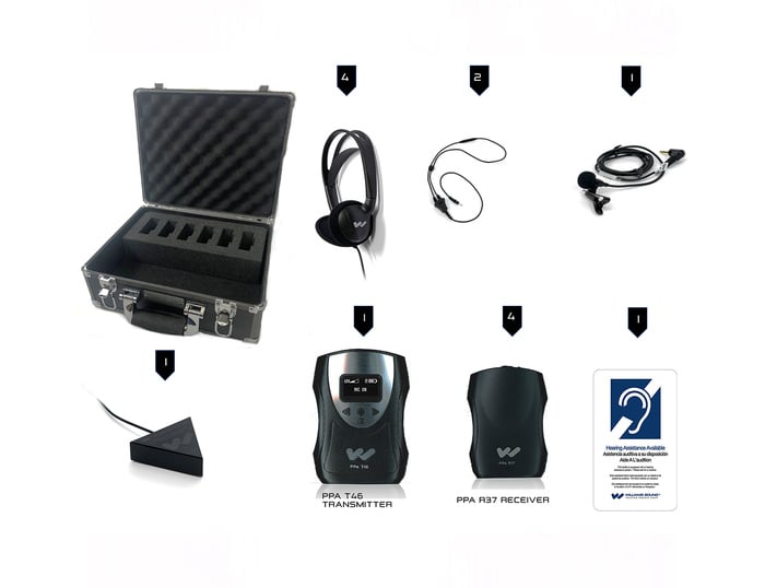 Williams AV FM ADA KIT 37 ADA Compliance FM Assistive Listening System With 4 Receivers