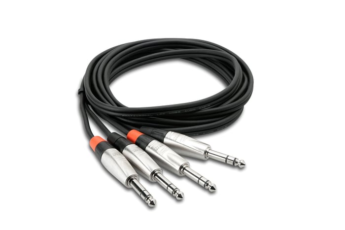 Hosa HSS-003X2 3' Pro Series Dual 1/4" TRS To Dual 1/4" TRS Audio Cable