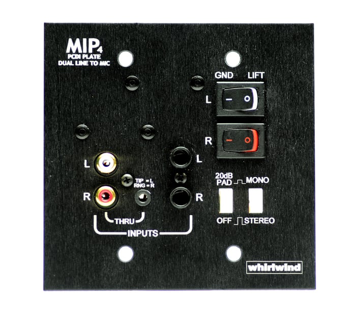 Whirlwind MIP4 2-Gang Media Input Plate With RCA, 1/4" And 1/8" Inputs