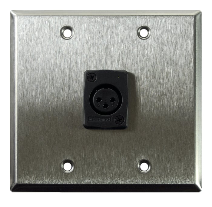 Whirlwind WP2/1FW Dual Gang Wallplate With 1 XLRF Connector, Silver