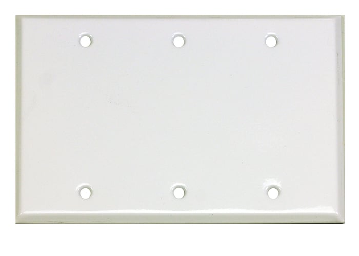 Whirlwind WP3/AC1 3 Gang Wallplate Punched For 1 Edison Duplex Connector, Silv