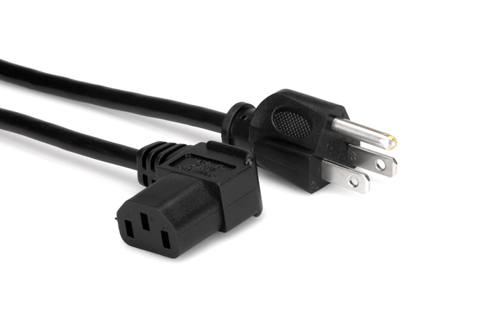 Hosa PWC-141.5R 1.5' Right-Angle IEC C13 To NEMA 5-15P Power Cord, 18 AWG