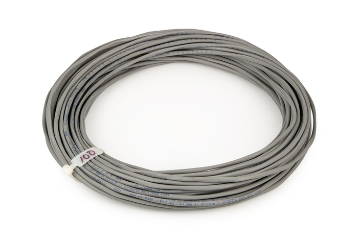 West Penn 25224B-250-GRAY 250' 2-Conductor 18AWG Stranded Plenum Audio Cable, Extra Flexible, Gray