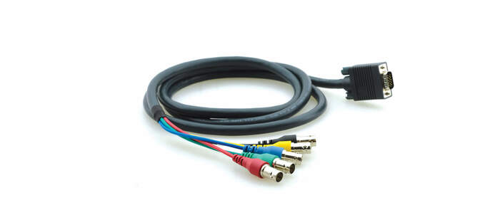 Kramer C-GM/5BF-15 Molded 15-pin HD To 5 BNC (Male-Female) Breakout Cable (15')