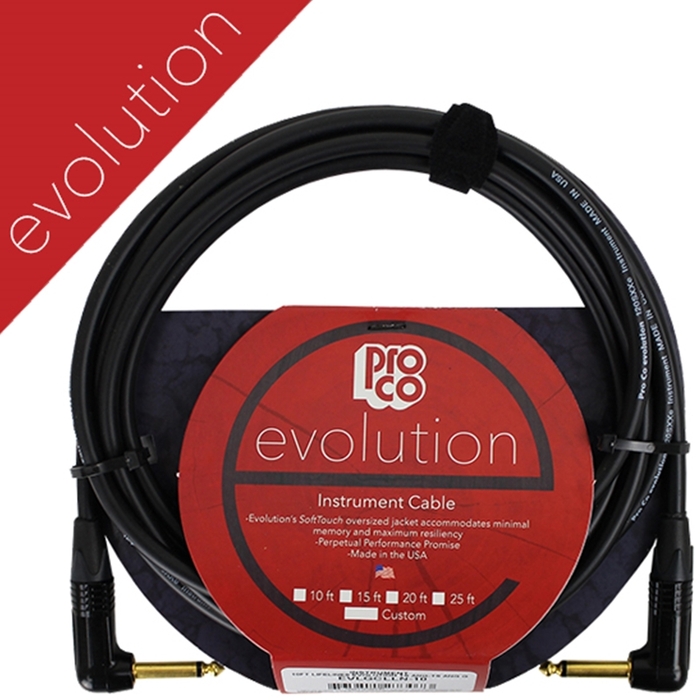 Pro Co EVLGCLN-25 25' Evolution Series 1/4" TS-Right Angle 1/4" TS Cable