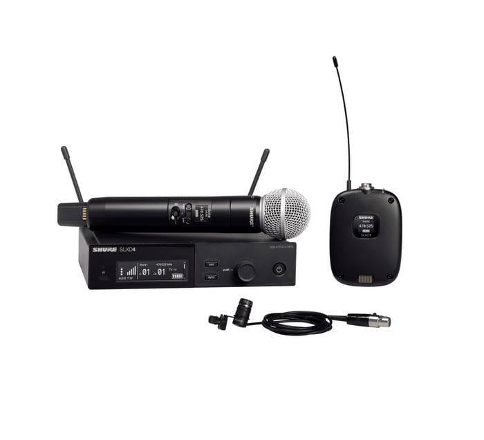 Shure SLXD124/85 Wireless Combo System With Handheld Transmitter, Bodypack And Lavalier Mic
