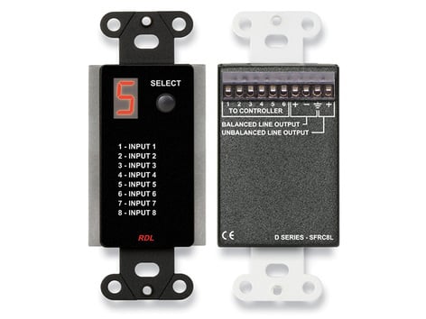 RDL DB-SFRC8L Audio Selector For Source Flex Distributed Audio System, Blk