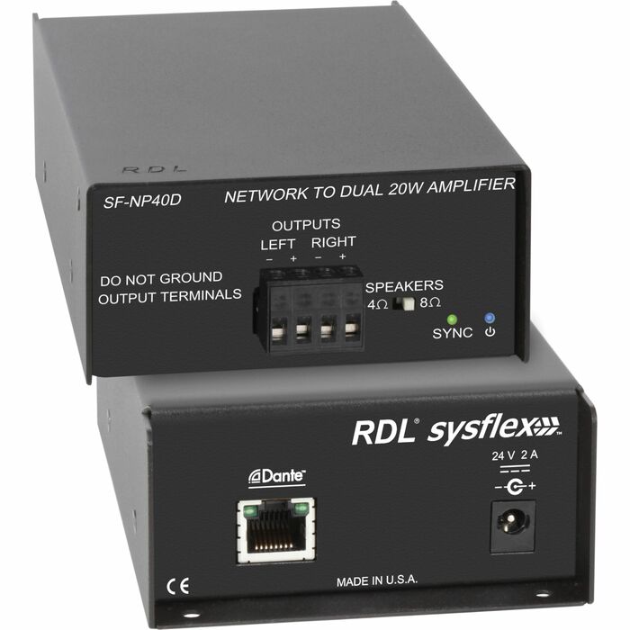 RDL SF-NP40DE Dante To 40W Stereo Power Amplifier Without Power Cord