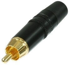 Neutrik NYS373-0 REAN Gold RCA Plug with Black Color Coding Ring NYS373-BLK