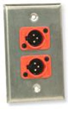 Whirlwind WP1/2MW Single Gang Wallplate With 2x WC3M XLRM Connectors, Silver