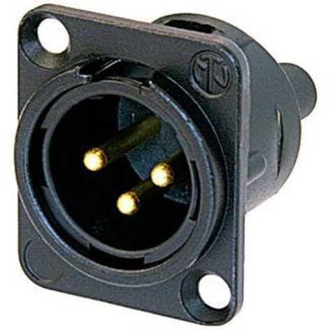 Neutrik NC3MD-S-1-B D Series 3-pin XLRM Chassis Connector With Rear Screw Terminals