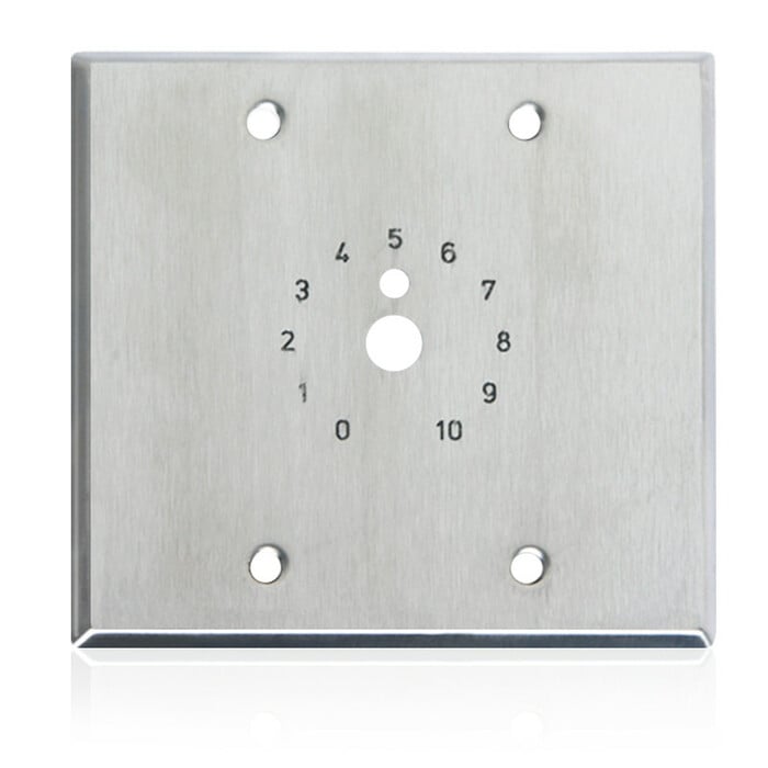 Atlas IED HX25-2 Double Gang S/S Plate, Dial Scale Stamped And Paint Filler, 3/8" Center Hole, 4.5" X 4.5"