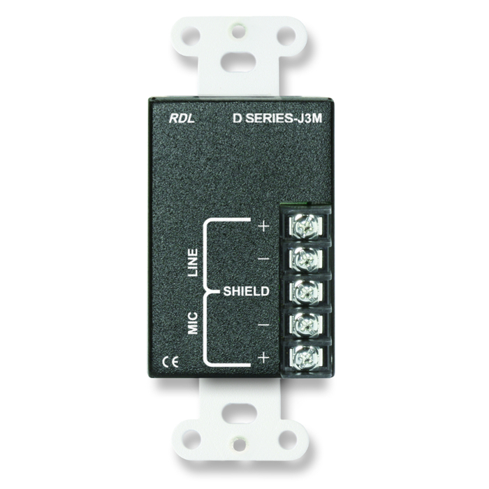 RDL DB-J3M Mic/Line Input Assembly - XLR, Mini-jack, Terminal Block, Black