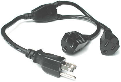 Hosa YAC-407 Power Y-Cable, 3-Prong Male to 2 x 3-Prong Females, 18 AWG (1.5 Feet) YAC407