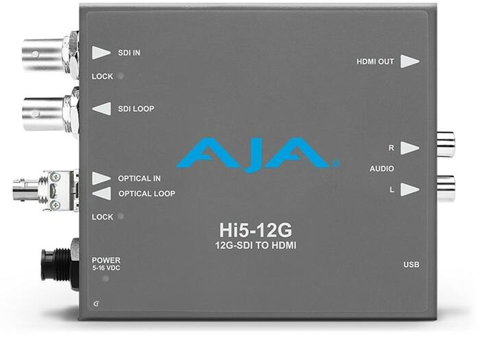 AJA Hi5-12G-R-ST 12G-SDI To HDMI 2.0 Mini Converter With ST Fiber Receiver
