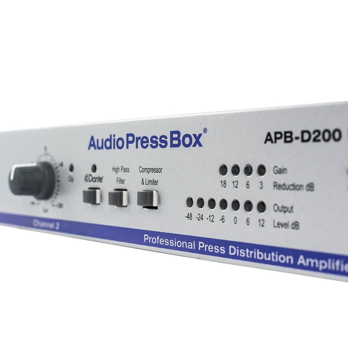 Audio Press Box APB-D200-R-D Drive Unit, 2Ch Dante/LINE In, 4 Buff. Out For 12 APB Exp.